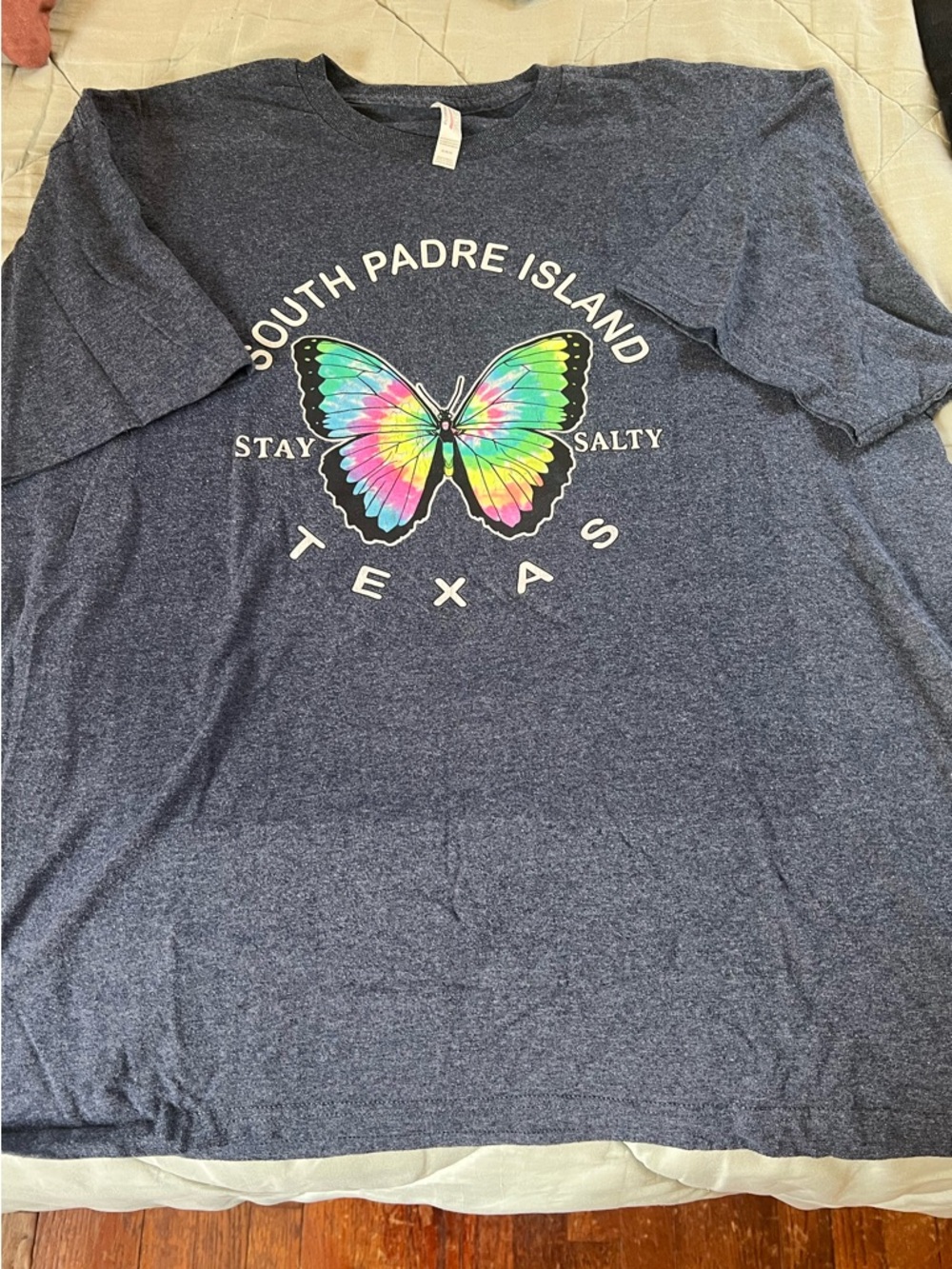 Gildan Navy Short-Sleeve Tee with Multicolor Butterfly